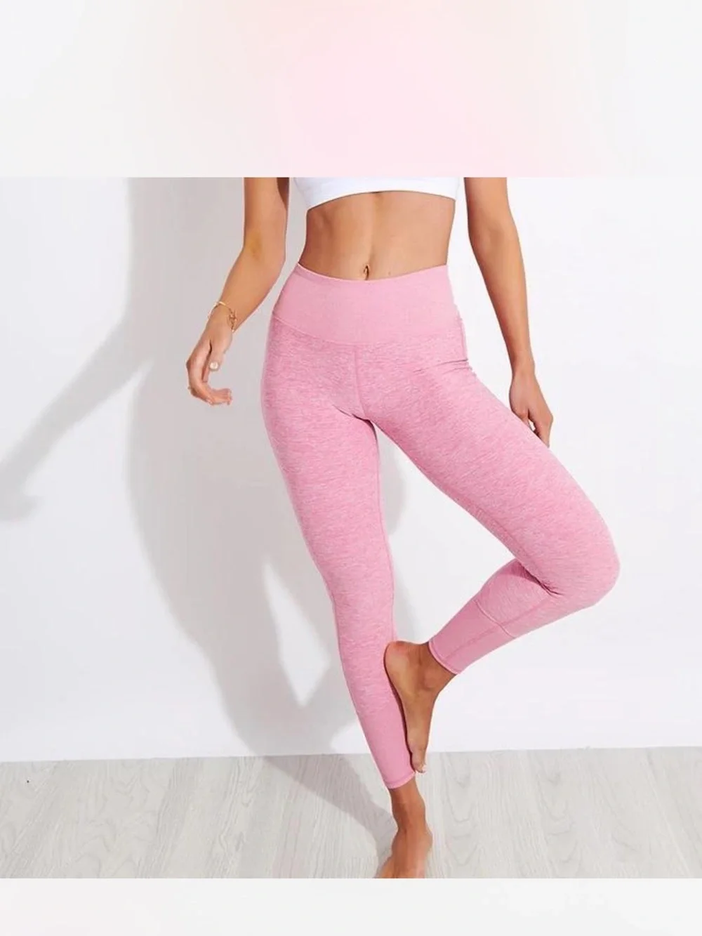 ALO Yoga brushed soft stretch Pink High-Rise Leggings - Picture 1 of 6